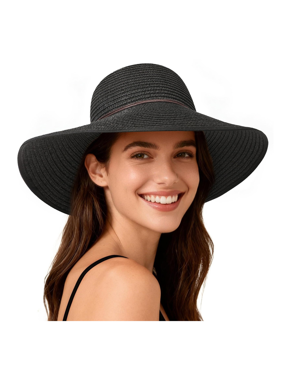 Sun Hats for Women, UPF 50+ Sun Protection, Beach Hat with | Black | Size OS
